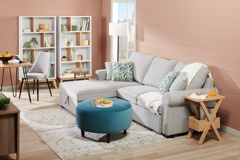 Sofa-lit sectionnel de gauche Haven de Scott Living 2 pièces en tissu de chenille avec fauteuil long de rangement - gris