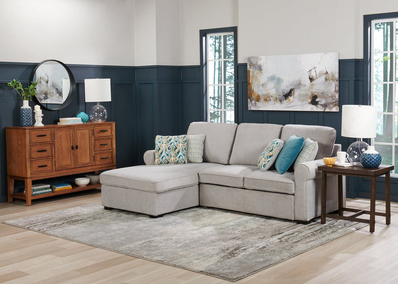 Sofa-lit sectionnel de gauche Haven de Scott Living 2 pièces en tissu de chenille avec fauteuil long de rangement - gris