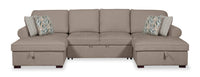  Sofa-lit sectionnel Haven de Scott Living 3 pièces en tissu de chenille avec 2 fauteuils longs de rangement - taupe
