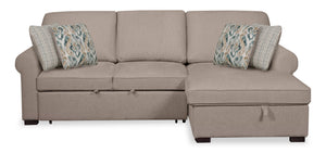 Sofa-lit sectionnel de droite Haven de Scott Living 2 pièces en tissu de chenille avec fauteuil long de rangement - taupe