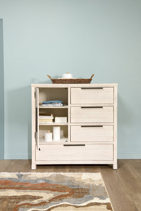 Commode verticale de chambre à coucher Haven de 48 po (L) x 48 po (H) à 4 tiroirs avec armoire de rangement - blanche