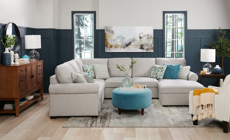 Sofa-lit sectionnel de droite Haven de Scott Living 3 pièces en tissu de chenille avec fauteuil long de rangement - gris