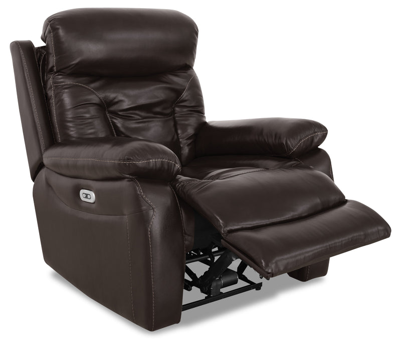 Fauteuils à inclinaison électrique Hayes de 38 po en cuir véritable avec appuie-tête réglable - brun