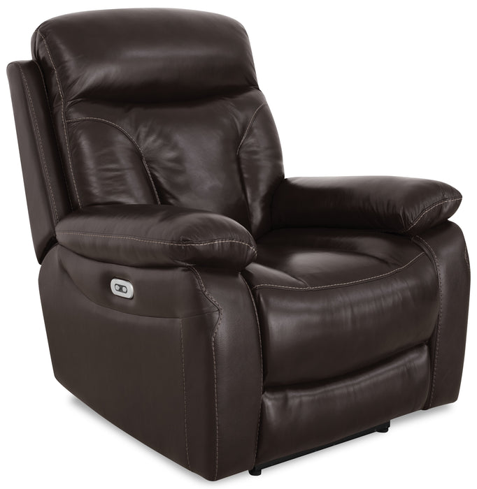 Fauteuils à inclinaison électrique Hayes de 38 po en cuir véritable avec appuie-tête réglable - brun