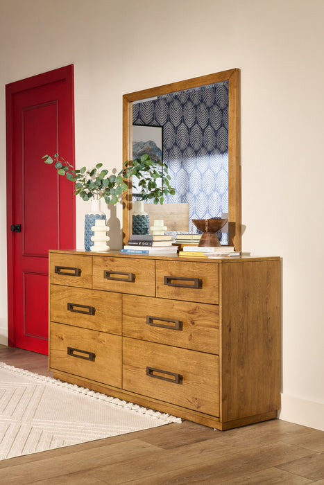 Commode Henri de Scott Living de 64 po (L) x 34 po (H) à 7 tiroirs en bois pour la chambre à coucher - brune