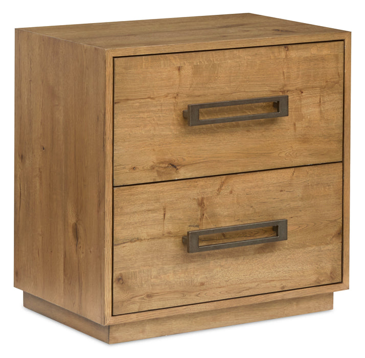Table de nuit Henri de Scott Living de 26 po (L) x 26 po (H) en bois à 2 tiroirs avec ports USB - brune