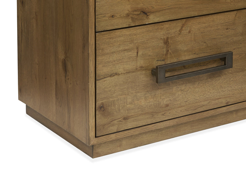 Table de nuit Henri de Scott Living de 26 po (L) x 26 po (H) en bois à 2 tiroirs avec ports USB - brune