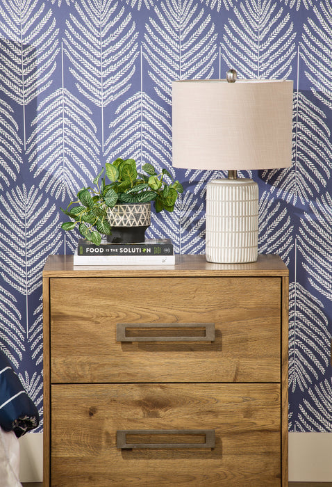 Table de nuit Henri de Scott Living de 26 po (L) x 26 po (H) en bois à 2 tiroirs avec ports USB - brune