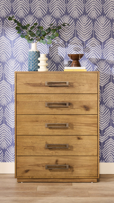 Commode verticale Henri de Scott Living de 38,2 po (L) x 50,3 po (H) à 5 tiroirs en bois pour la chambre à coucher - brune