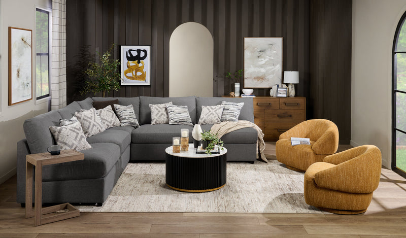 Commode Henri de Scott Living de 64 po (L) x 34 po (H) à 7 tiroirs en bois pour la chambre à coucher - brune