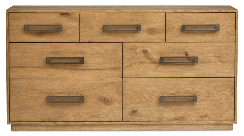 Commode Henri de Scott Living de 64 po (L) x 34 po (H) à 7 tiroirs en bois pour la chambre à coucher - brune