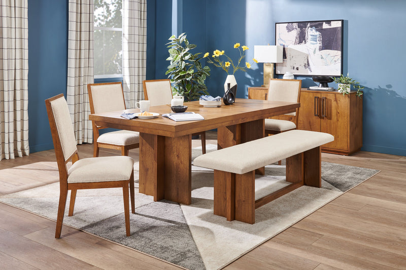 Table de salle à manger Henri de Scott Living de 66 po à 84 po (L) en bois avec rallonge et base à tréteaux - brune