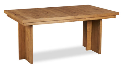 Scott Living Henri Dining Table with 66-84"W Extension, Wood, Trestle Base - Brown | Table de salle à manger Henri de Scott Living de 66 po à 84 po (L) en bois avec rallonge et base à tréteaux - brune
