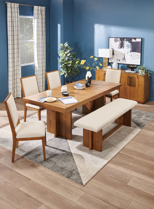 Table de salle à manger Henri de Scott Living de 66 po à 84 po (L) en bois avec rallonge et base à tréteaux - brune