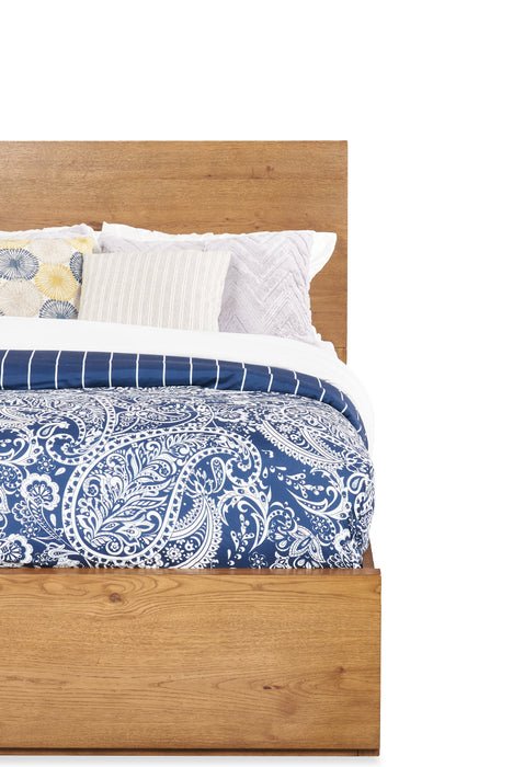 Lit à panneaux Henri de Scott Living en bois avec tête de lit et cadre de lit, brun - format grand lit