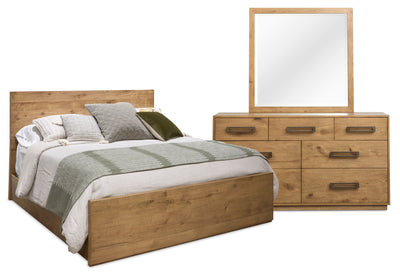 Scott Living Henri 5pc Bedroom Set with Bed, Dresser & Mirror, Wood, Brown - King Size | Ensemble de chambre à coucher Henri de Scott Living 5 pièces en bois avec lit, commode et miroir, brun - format très grand lit