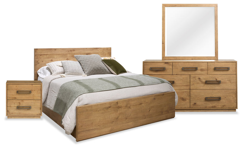Ensemble de chambre à coucher Henri de Scott Living 6 pièces en bois avec lit, commode, miroir et table de nuit, brun - format très grand lit