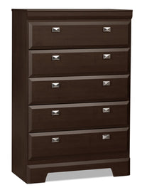  Commode verticale Yorkdale de 31,1 po (L) x 47,4 po (H) à 5 tiroirs pour la chambre à coucher, fabriquée au Canada - brune