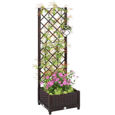 Outsunny Plastic Raised Bed, Garden Box With Trellis, 16" X 16" X 48"
