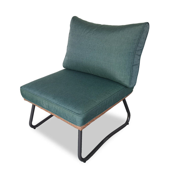 Sofa sectionnel Ibiza de Kort & Co. 6 pièces pour la terrasse à l’extérieur avec sofa sectionnel 4 pièces et 2 tables - osier en résine tressé à la main, résistant aux rayons UV et aux intempéries - gris foncé, naturel et vert