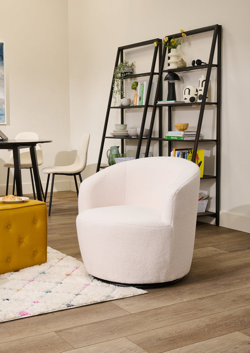 Fauteuil d’appoint pivotant courbé Ivie de 28,7 po en tissu de chenille bouclé - blanc