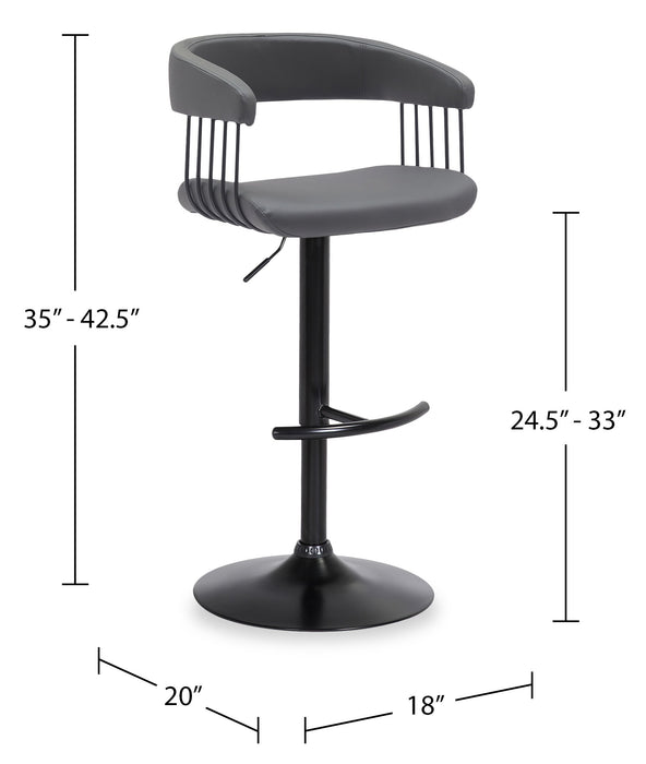 Tabouret bar Java en tissu de cuir végétalien et en métal avec siège pivotant et réglable - gris