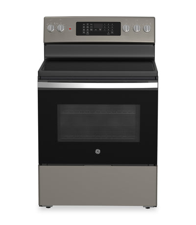 GE 5 Cu. Ft. Electric Range with True European Convection and Air Fry - Slate - JCB840ETES | Cuisinière électrique GE de 5 pi³ avec convection européenne véritable et friture à air - ardoise - …