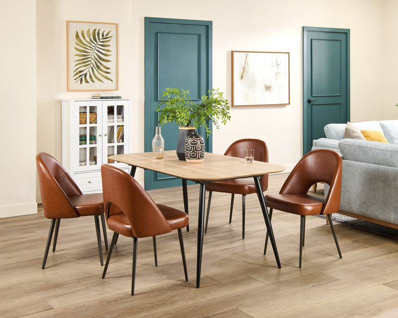 Table de salle à manger Joss de 65 po à 83 po (L) avec rallonge papillon, en métal - naturelle