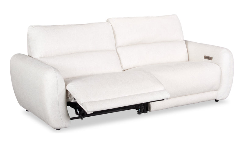 Sofa à inclinaison électrique Kailyn de Cindy Crawford Home de 92 po en tissu avec appuie-têtes électriques- beige 