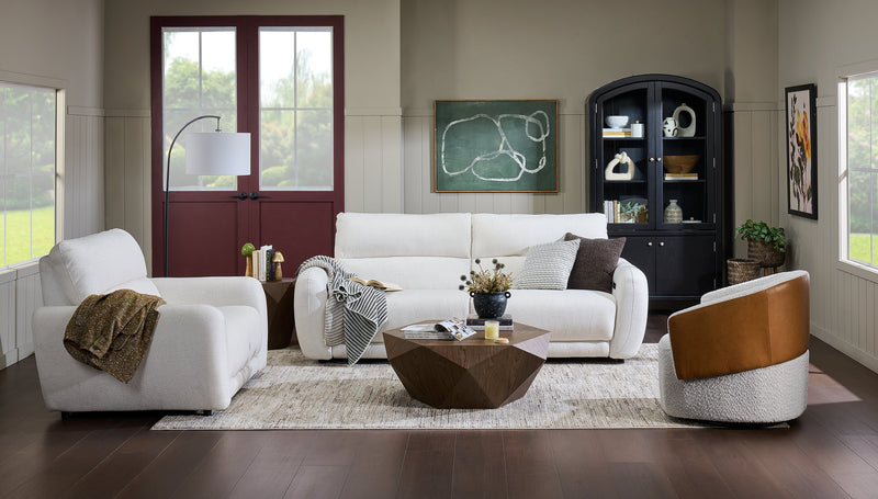 Sofa à inclinaison électrique Kailyn de Cindy Crawford Home de 92 po en tissu avec appuie-têtes électriques- beige 