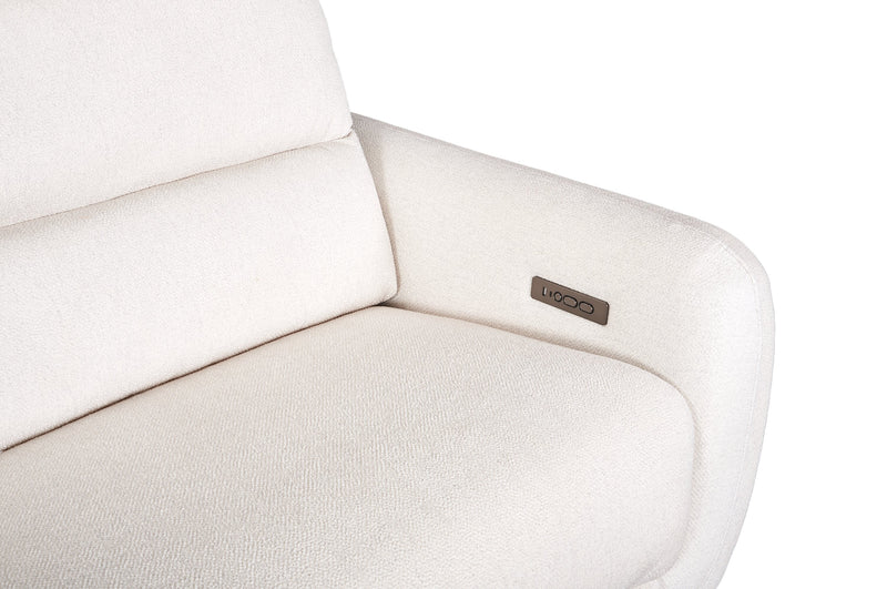 Sofa à inclinaison électrique Kailyn de Cindy Crawford Home de 92 po en tissu avec appuie-têtes électriques- beige 