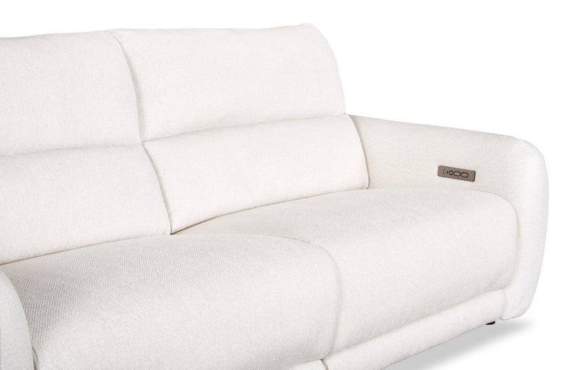 Sofa à inclinaison électrique Kailyn de Cindy Crawford Home de 92 po en tissu avec appuie-têtes électriques- beige 