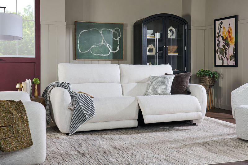Sofa à inclinaison électrique Kailyn de Cindy Crawford Home de 92 po en tissu avec appuie-têtes électriques- beige 