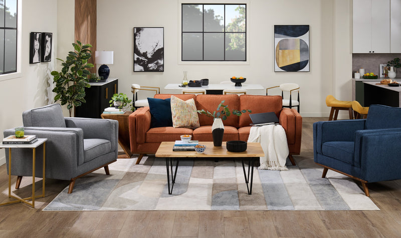 Table à café rustique Kaleb de 45 po - brune et noire avec pattes en métal