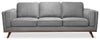 Sofa Kassia de Kort & Co. de 90,6 po en tissu d’apparence lin avec base et pattes en bois - gris