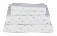  Ensemble de draps Flower 4 pièces de Kort & Co. pour très grand lit - bleu et blanc