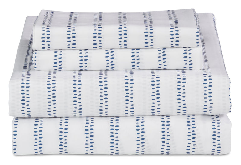 Ensemble de draps Stripe 4 pièces de Kort & Co. pour grand lit - bleu et blanc