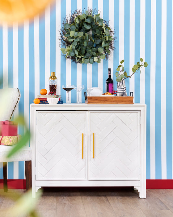 Armoire décorative Keena de 40 po en bois massif - blanche