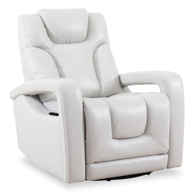 Kenzo 35" Leather-Look Fabric Swivel Glider Reclining Chair - Fog Grey | Fauteuil pivotant, coulissant et inclinable Kenzo de 35 po en tissu d’apparence cuir - gris brouillard