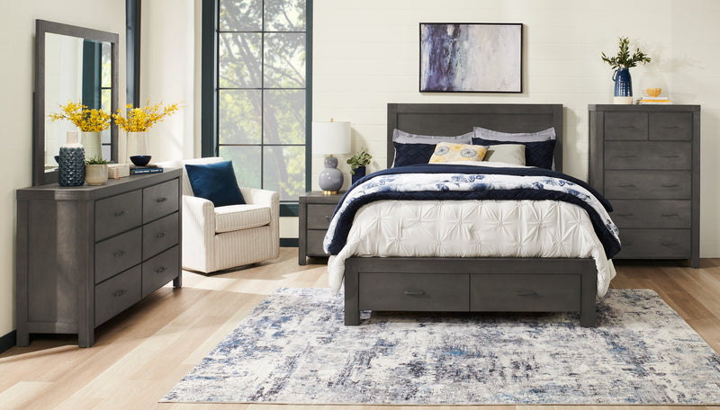 Commode Koda de 60 po (L) x 36 po (H) à 6 tiroirs en acacia pour la chambre à coucher - grise