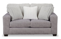  Causeuse Koda de 67 po fabriquée au Canada en tissu de chenille et de fausse fourrure avec coussins amovibles - gris Paloma luxueux