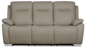 Sofa à inclinaison électrique Kora en cuir véritable - beige