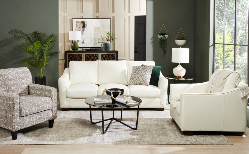 Fauteuil d’appoint Kylie de Cindy Crawford Home de 30 po fabriqué au Canada en tissu d’apparence lin - emblème anthracite