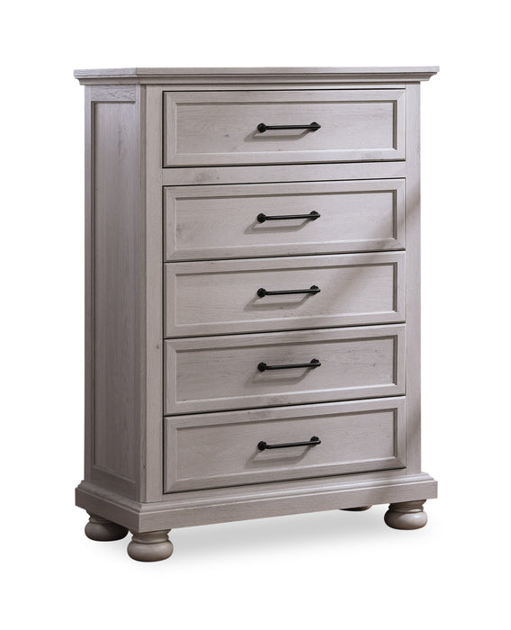 Commode verticale de chambre à coucher Kylie de 35 po (l) x 51 po (H) à 5 tiroirs - sable
