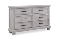  Commode de chambre à coucher Kylie de 60 po (l) x 36 po (H) à 6 tiroirs - grise