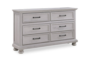 Commode de chambre à coucher Kylie de 60 po (l) x 36 po (H) à 6 tiroirs - grise