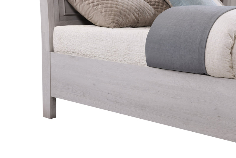 Lit plateforme de rangement Kylie sable avec tête de lit et cadre de lit - format grand lit