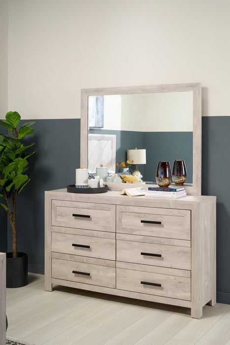 Commode de chambre à coucher Lark de 58 po (L) x 35 po (H) à 6 tiroirs - blanc rustique