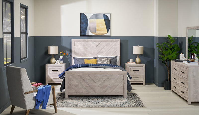 Ensemble d’édredon Lochlan 3 pièces pour lit double et grand lit - bleu marine et blanc