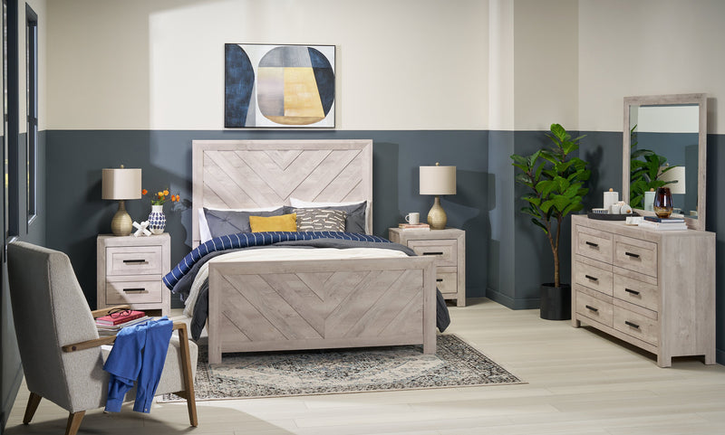 Ensemble d’édredon Lochlan 3 pièces pour lit double et grand lit - bleu marine et blanc